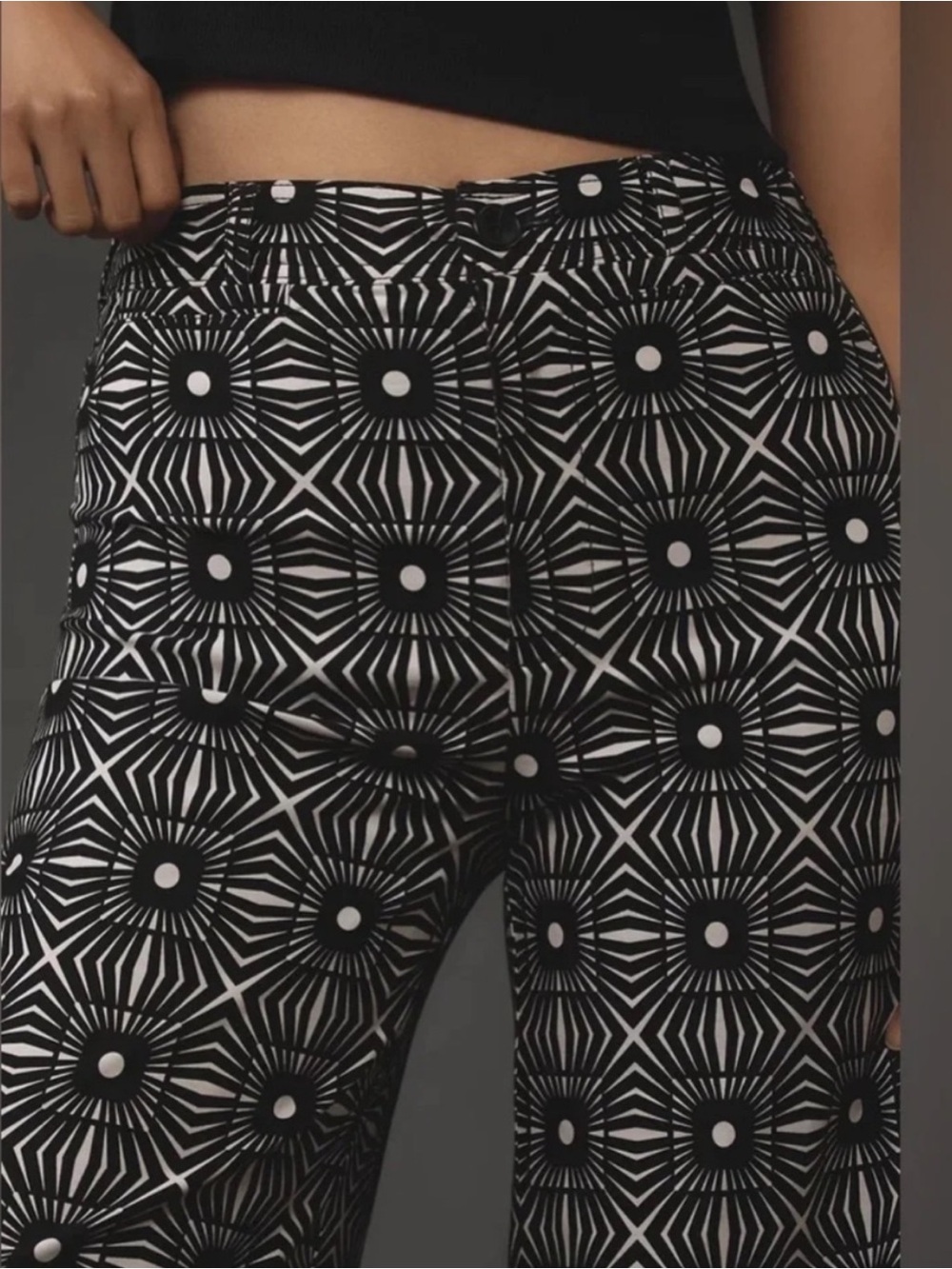 Anthropologie Maeve The Ettie High-Rise Crop Wide-Leg Pants In Geometric Print